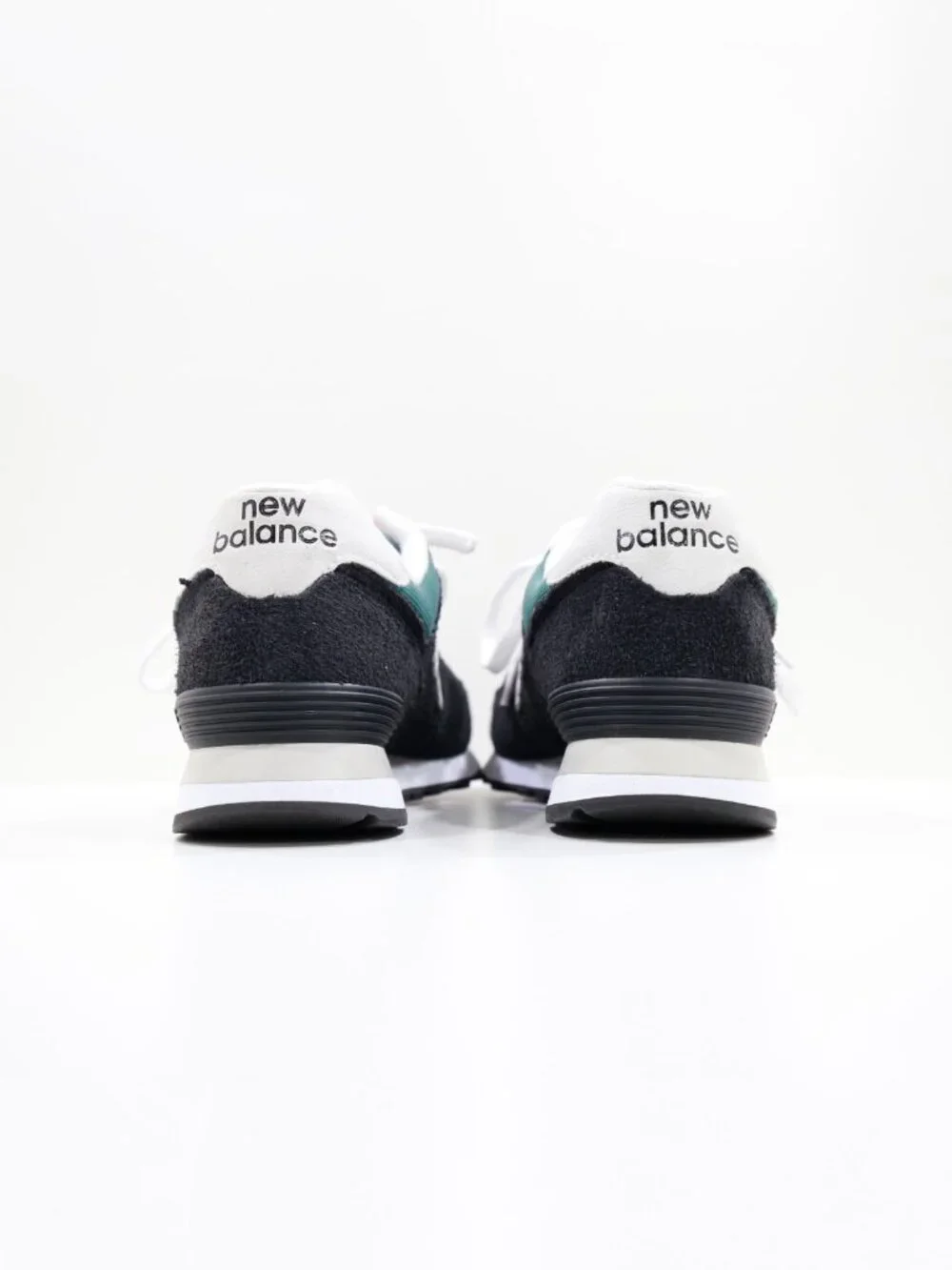New Balance 574 Black Suede Green Mesh Low Top Sneakers - Women's 11.5